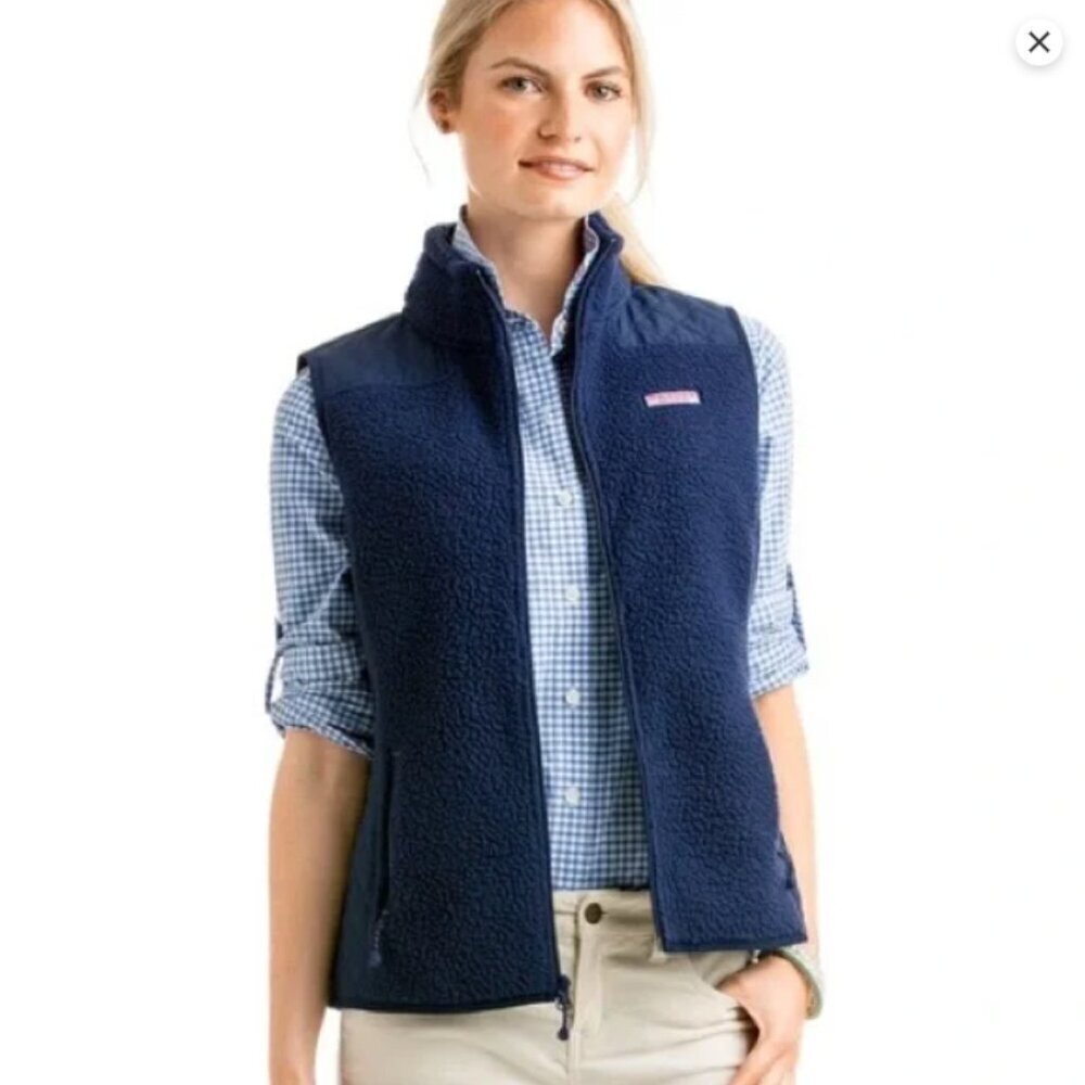 Vineyard Vines Plaid Navy Blue Reversible Vest